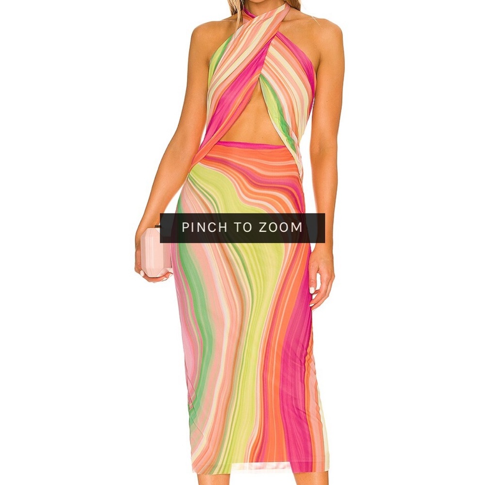 Tana Midi Dress in Abstract Spring Wave